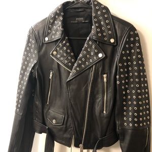 Genuine leather studded jacket